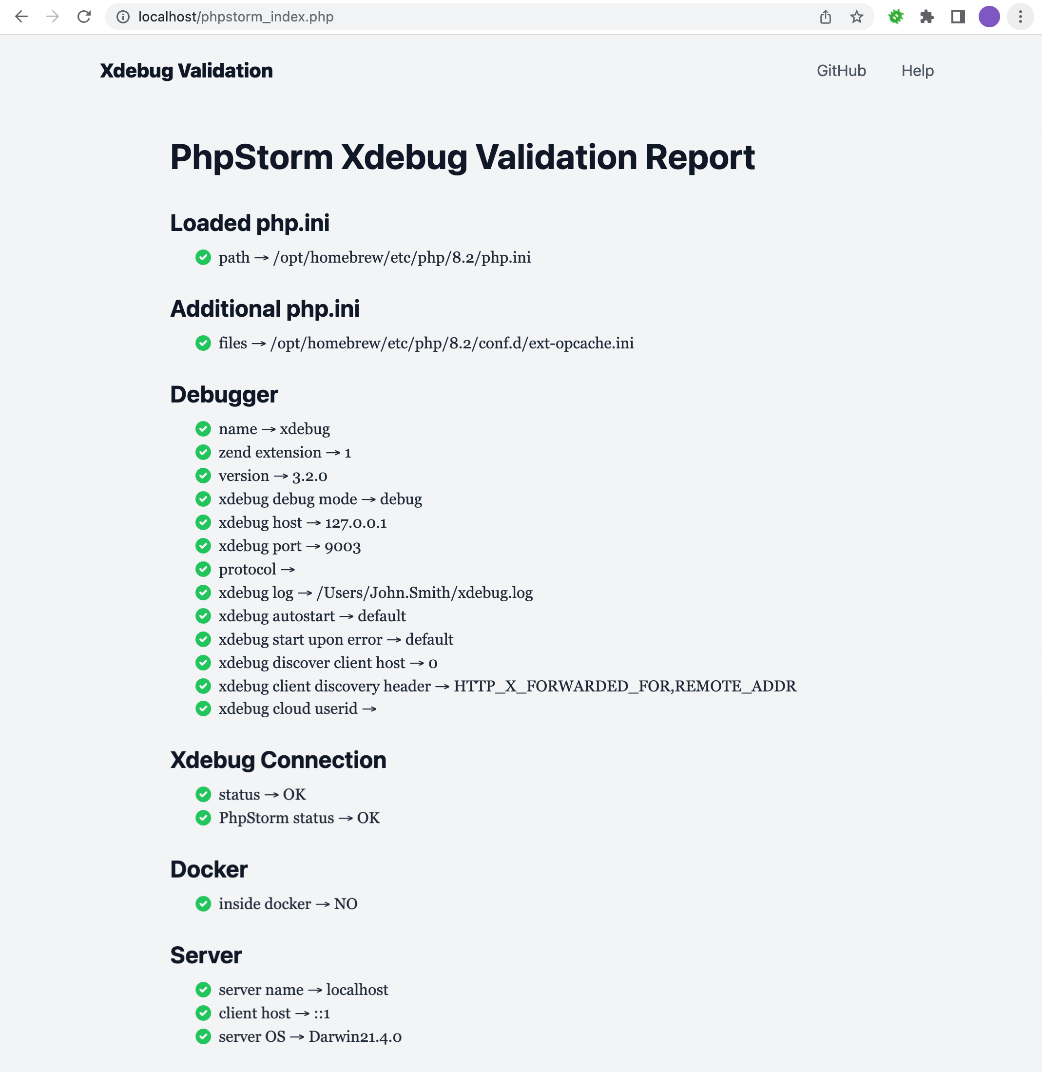 phpstorm xdebug validation script file