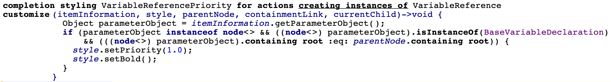 Completion styling var ref