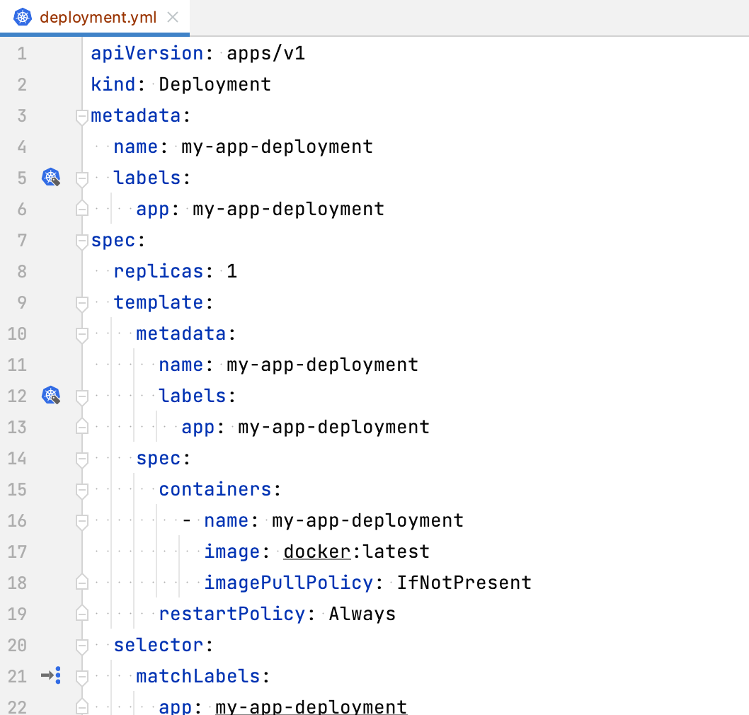 Using a Live Template to create a Kubernetes deployment configuration