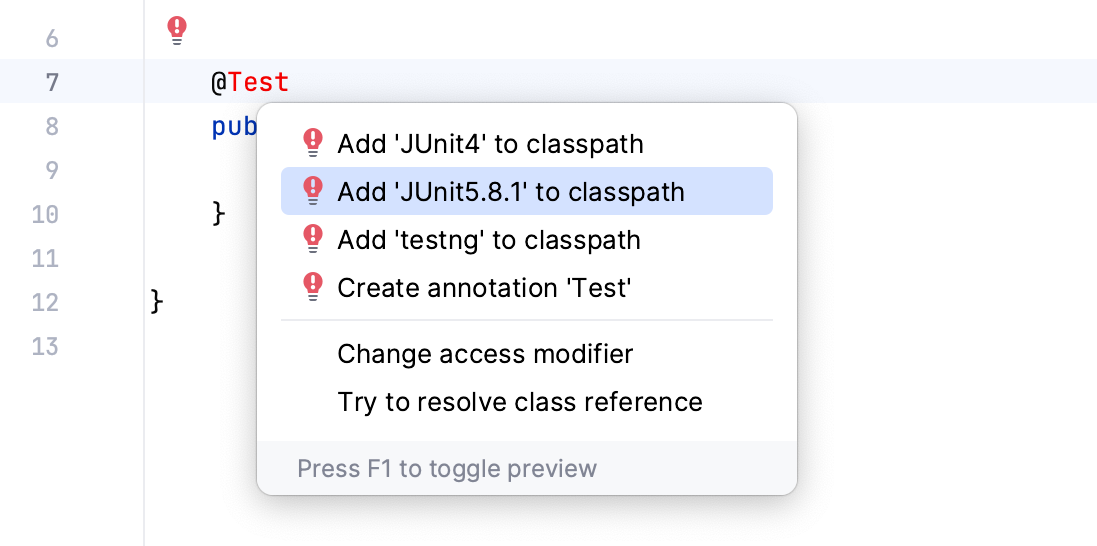 Adding a missing library via quick-fix