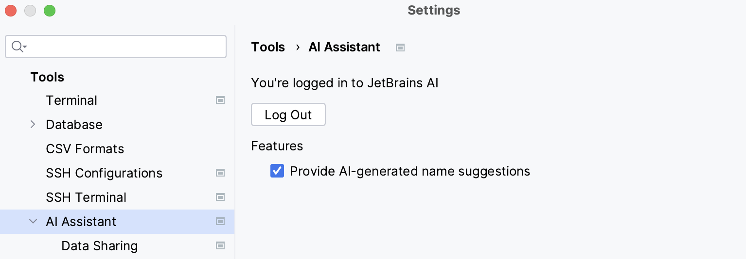 AI Assistant settings