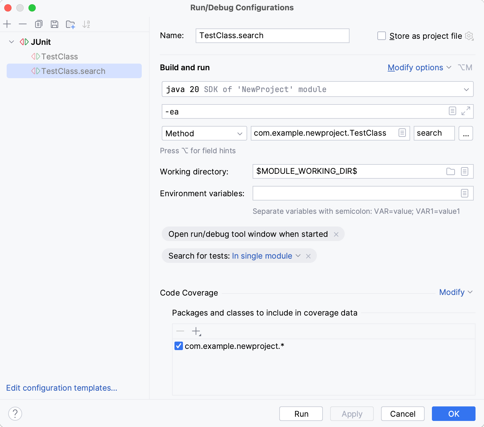 Configure startup properties