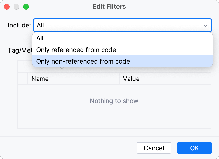 Edit Filters dialog