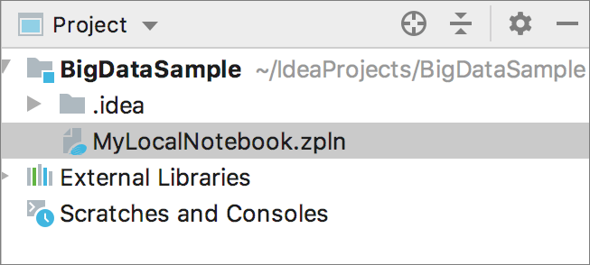 Newly added notebook in the Project window