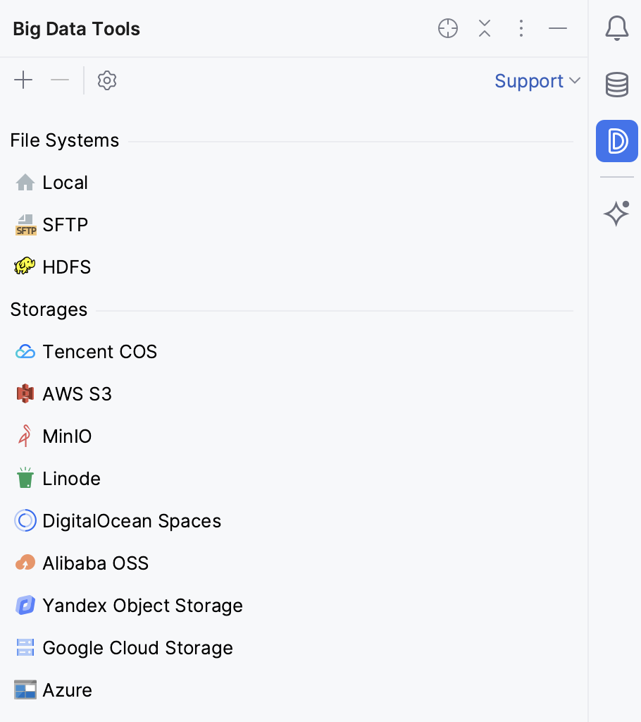 Big Data Tools tool window