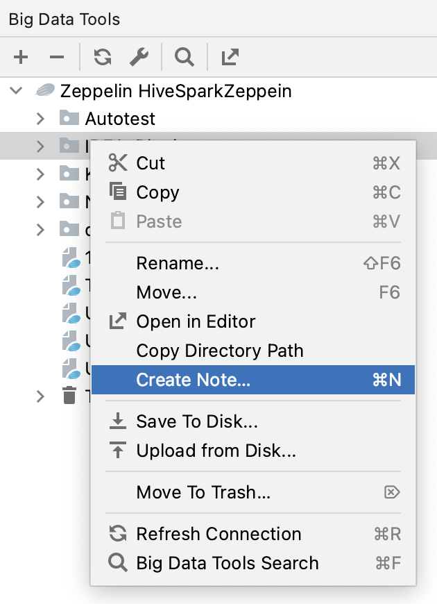 Zeppelin context menu