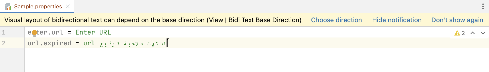 Choosing direction for rendering bidirectional strings