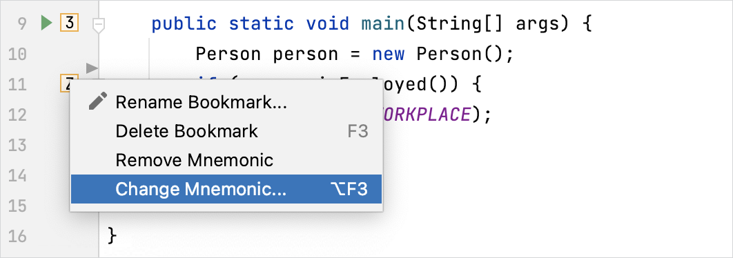 Changing a mnemonic identifier for a bookmark