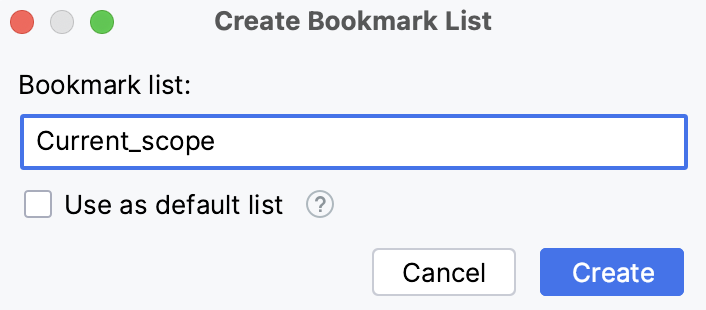 Naming a list of bookmarks