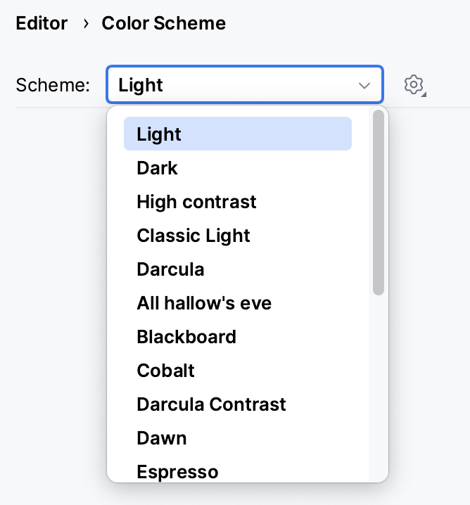 Select the color scheme