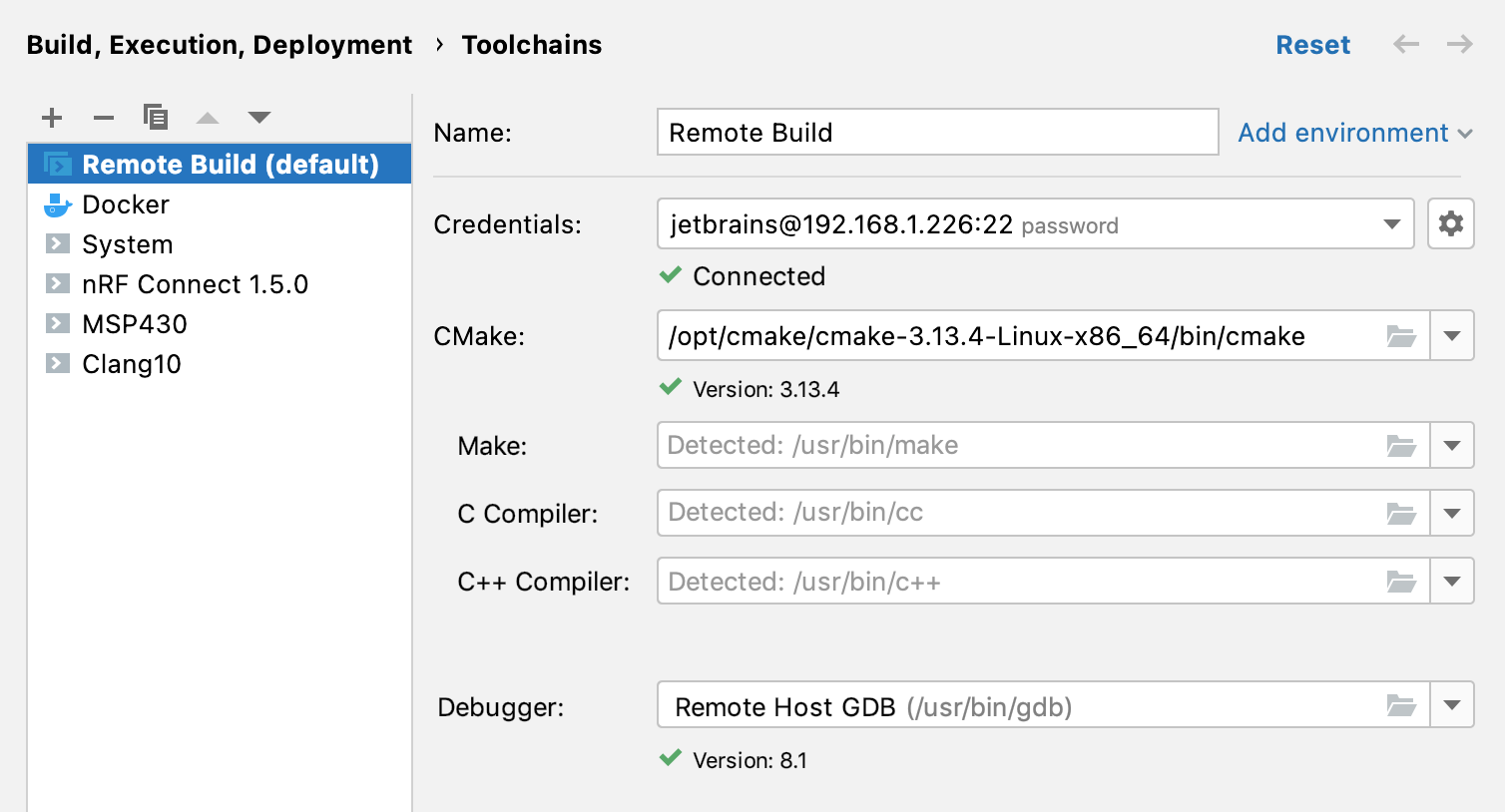 Remote toolchain for build