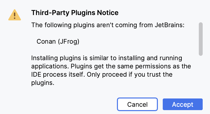 Accept installing a third party plugin