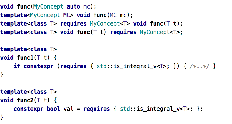 Supported syntax forms for Concepts