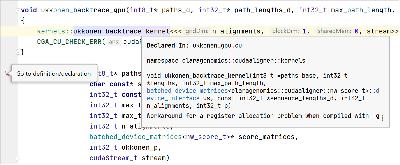 Code insight for CUDA code