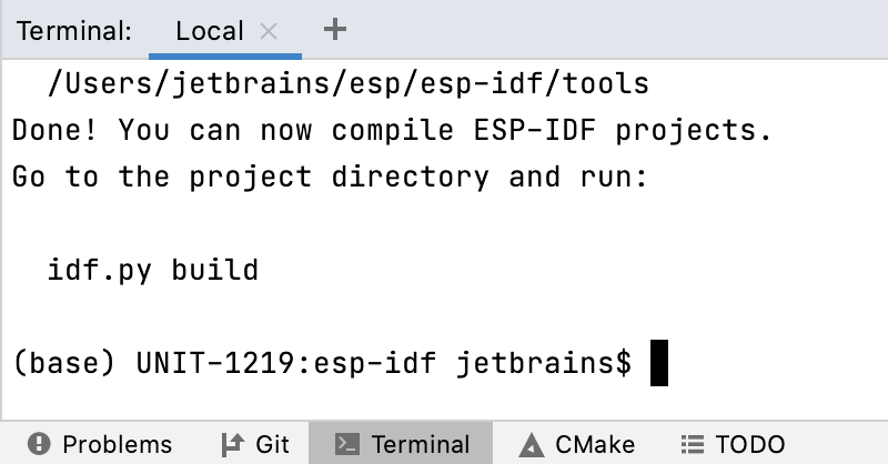 The result of setting ESP-IDF environment