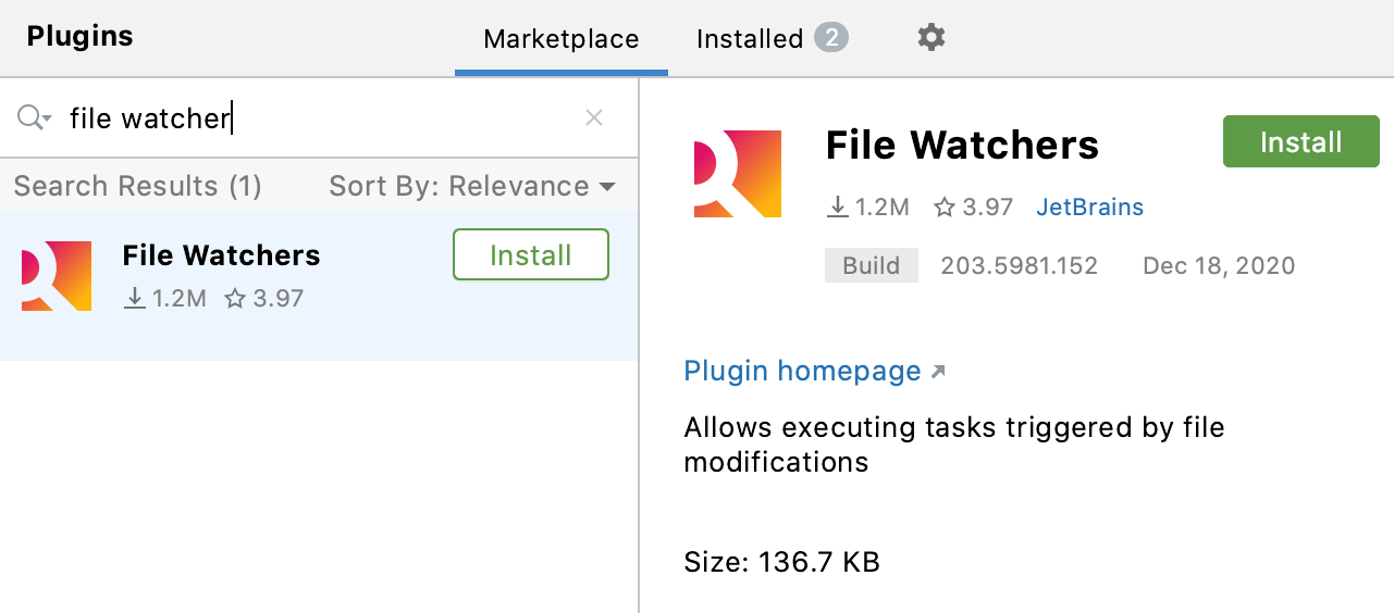 Installing the File Watchers plugin