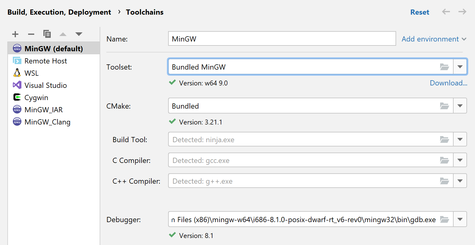 Bundled MinGW toolchain