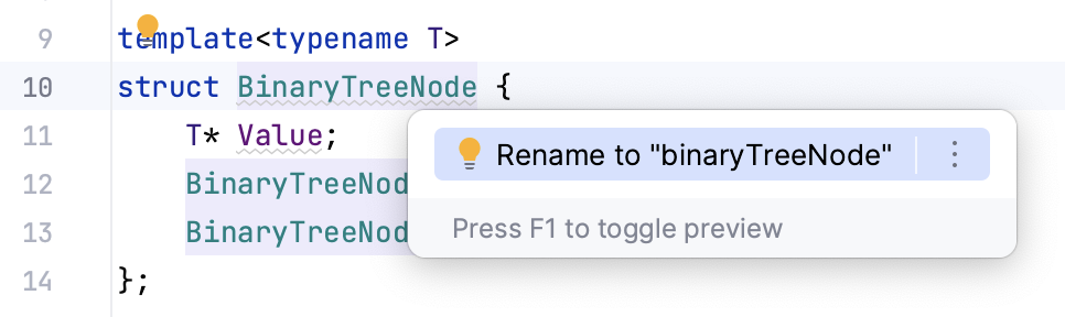 Quick-fix for inconsistent naming