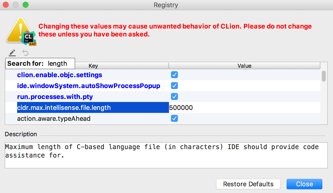 Cl new file length registry