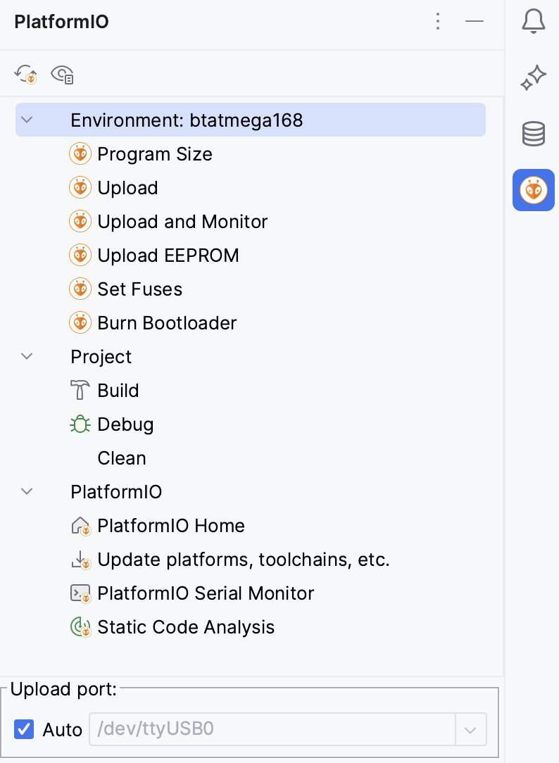 PlatformIO tool window
