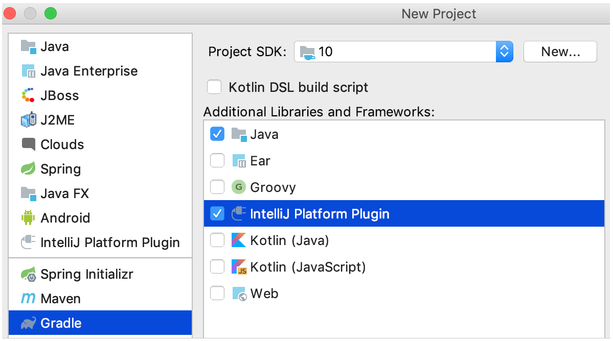 new gradle project for clion plugin