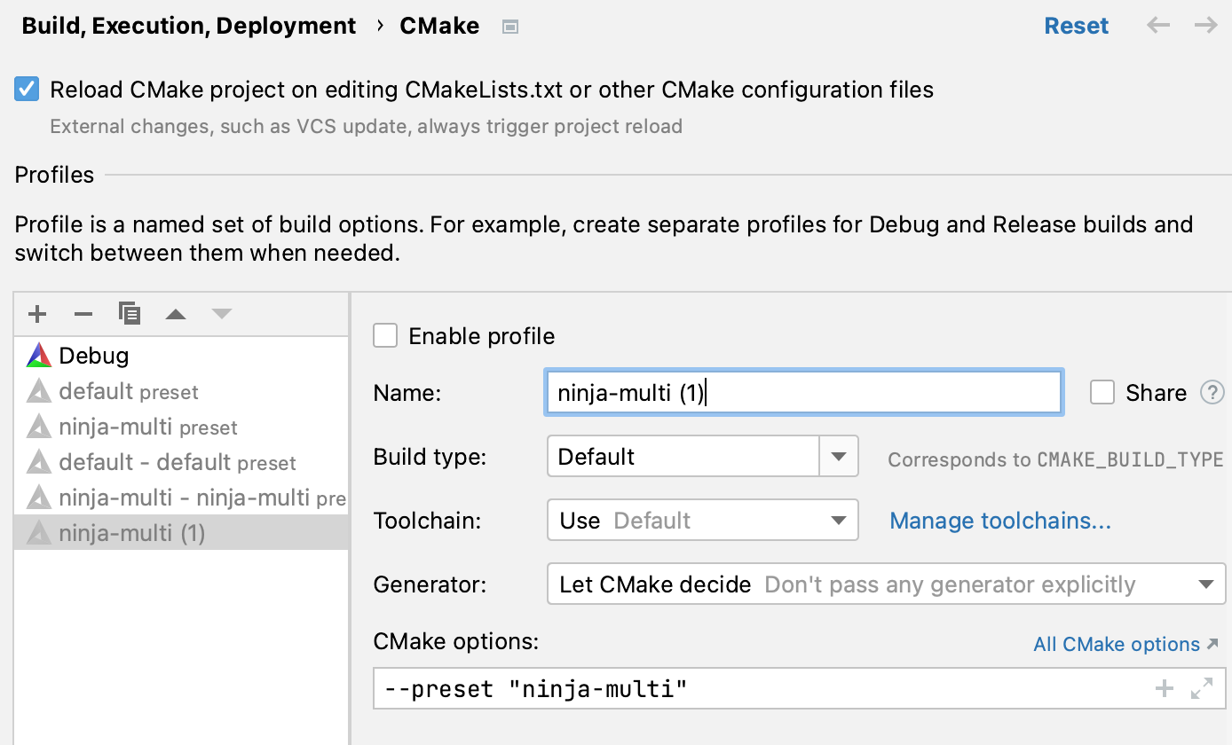 Editing a copied presets-based profile