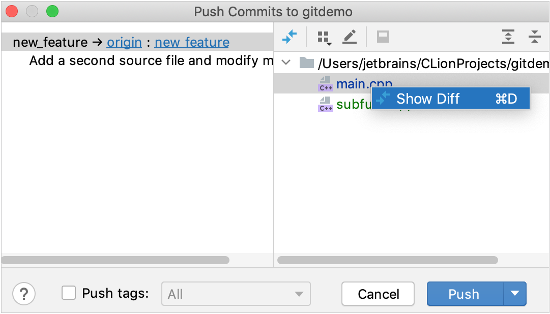 Push commits