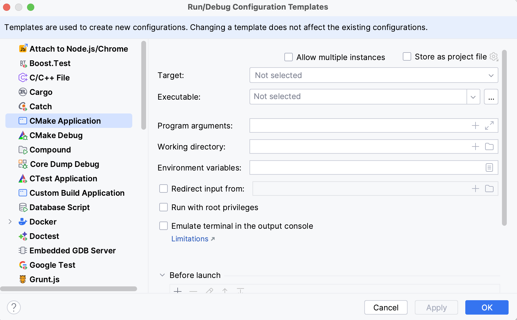 Editing a configuration template