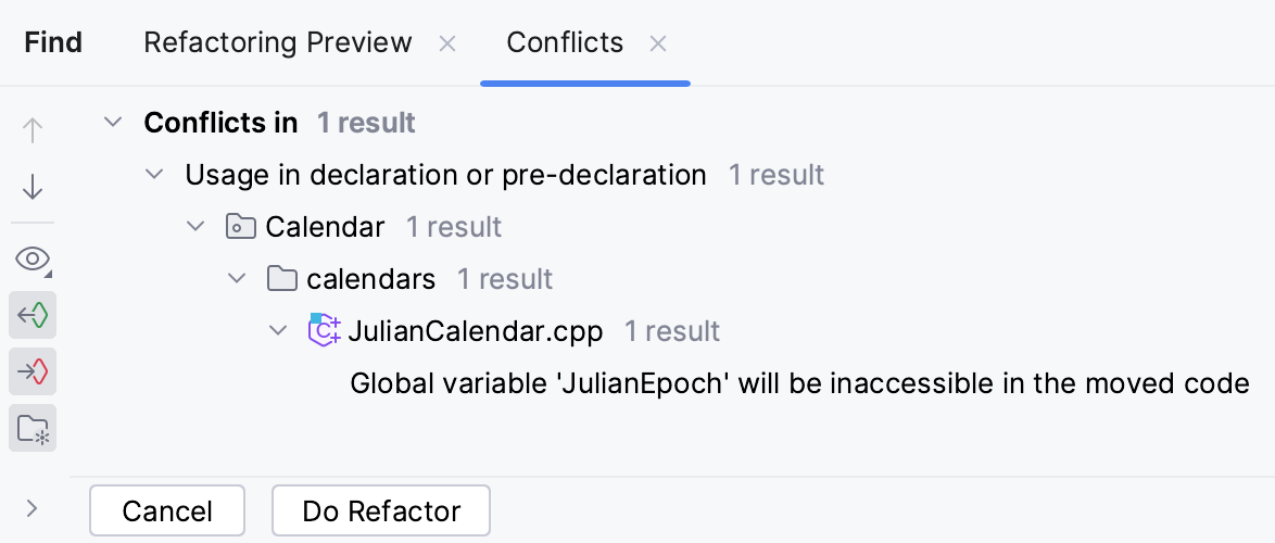 Cl refactoring conflicts toolwindow