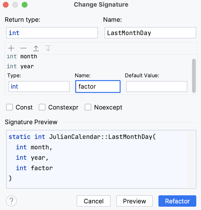 Refactoring dialog