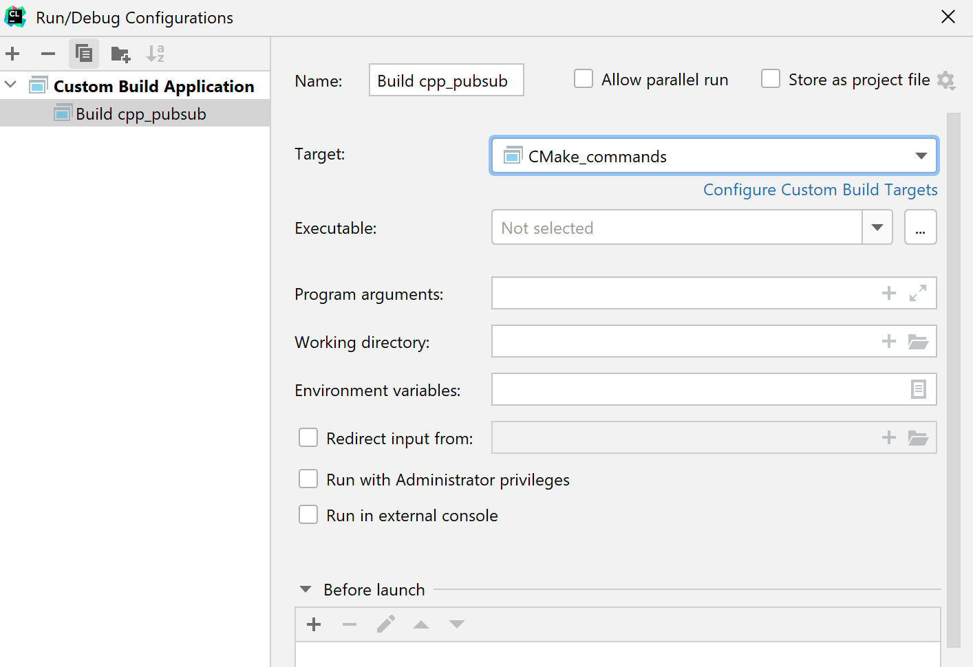 Custom configuration