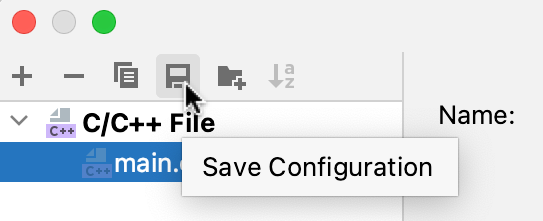 Saving a configuration from the dialog