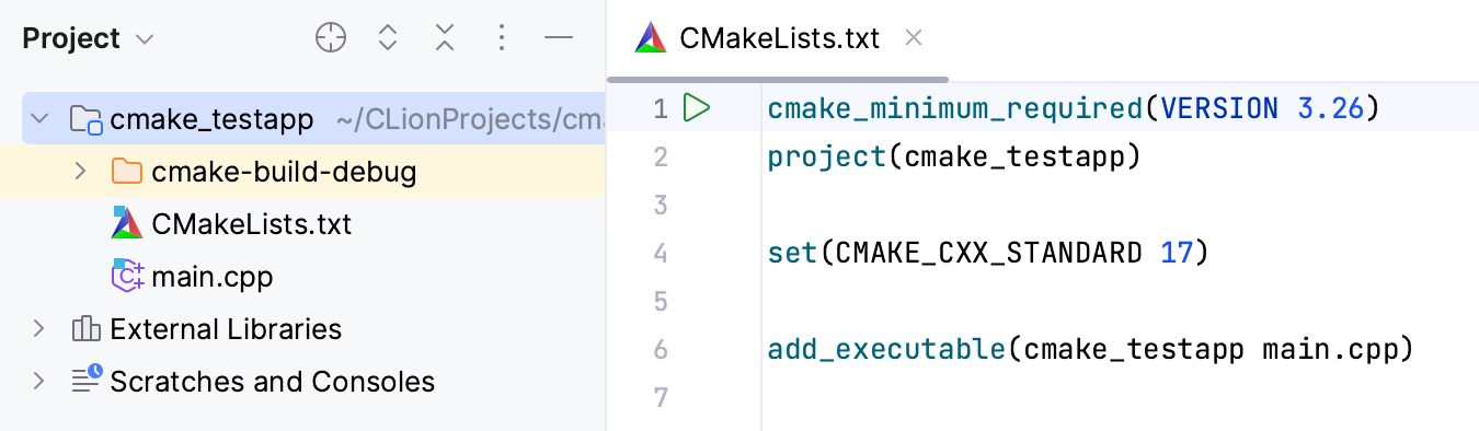 CMakeLists.txt in a stub CMake project