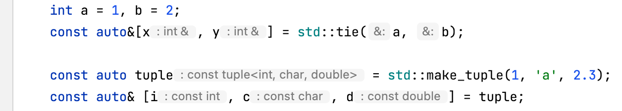 Type hints for auto variables and structured bindings