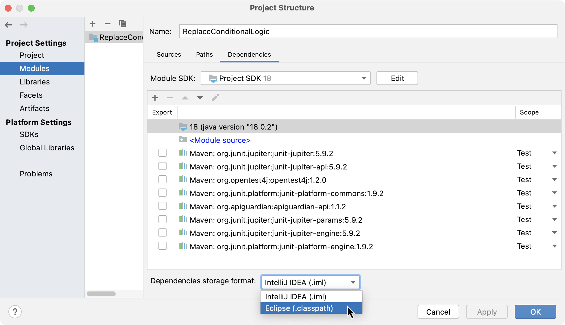 Converting a module to Eclipse