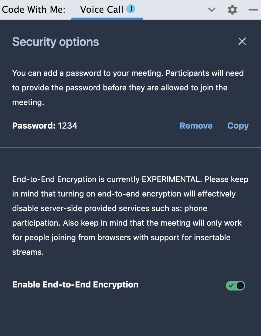 Enabled Security Options