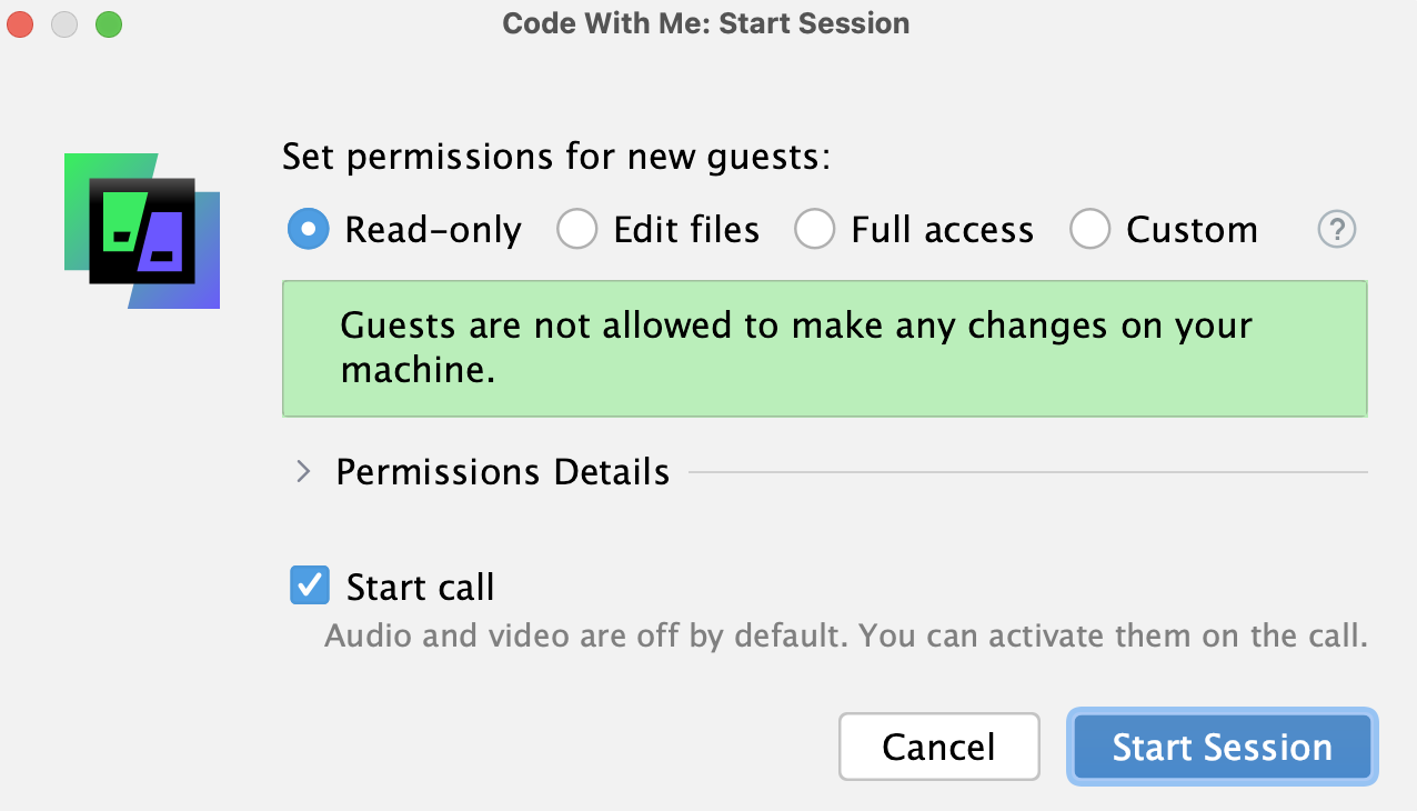 Code With Me Permissions dialog