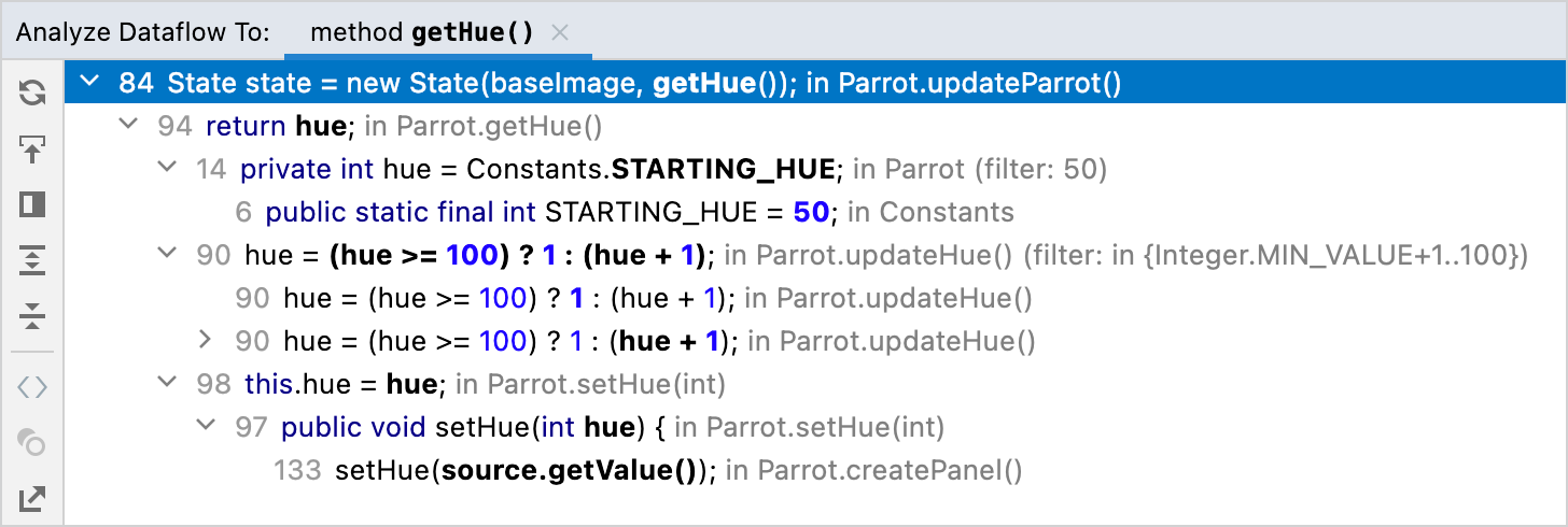 Analyzing constructor arguments in the data flow tree