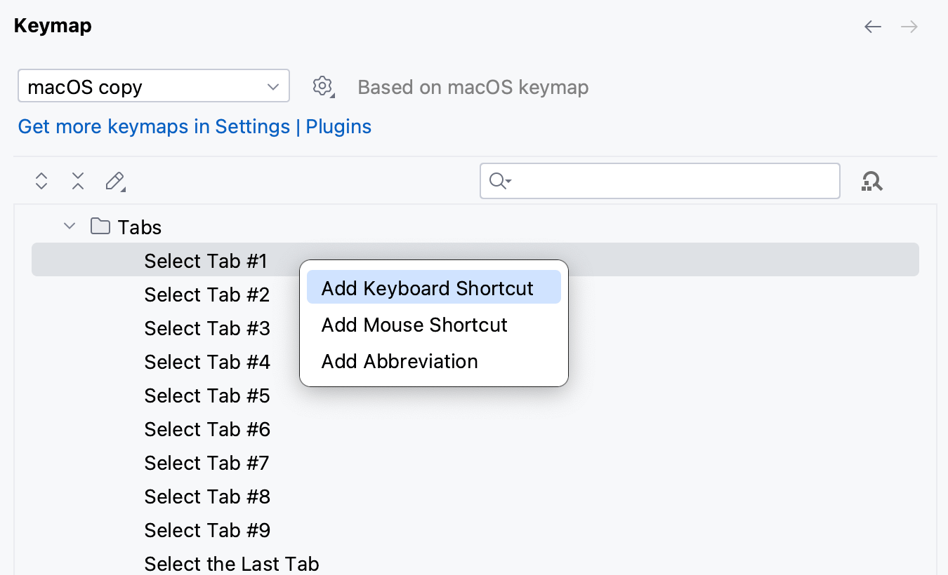 Add shortcuts for tabs