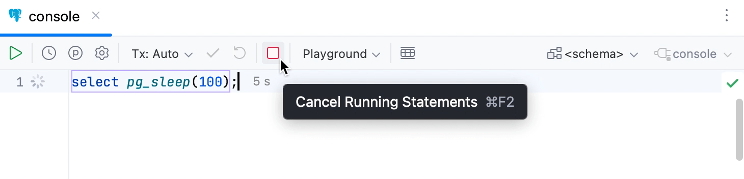 the Cancel Running Statements button on the toolbar