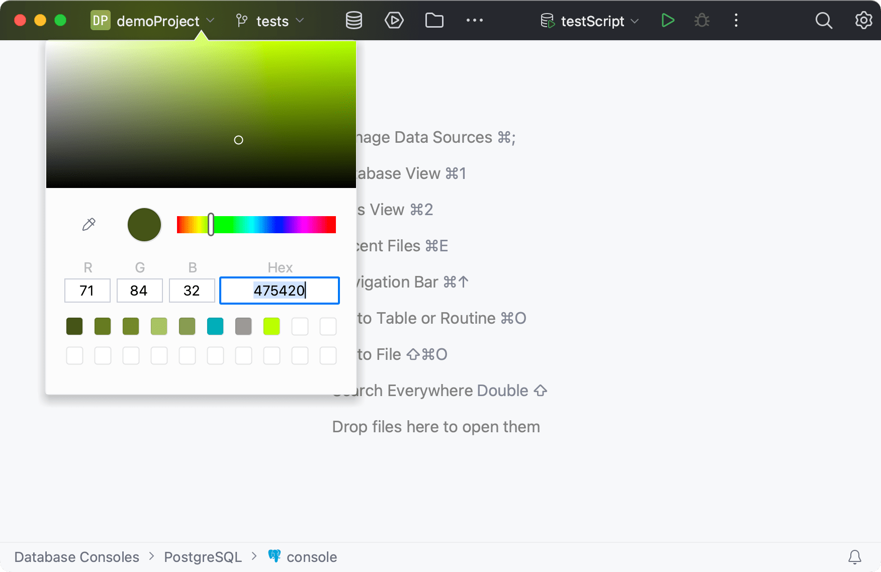 Configuring the main toolbar custom color