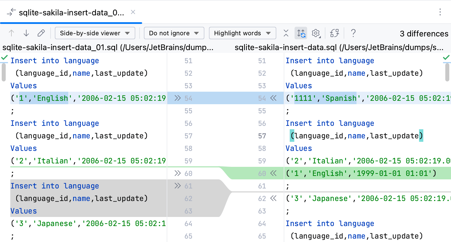 Comparing files