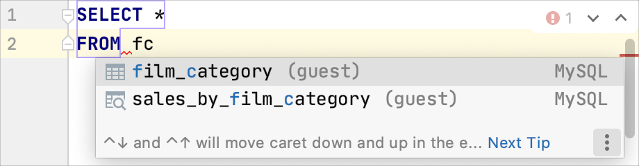 Example of completion for abbreviated names