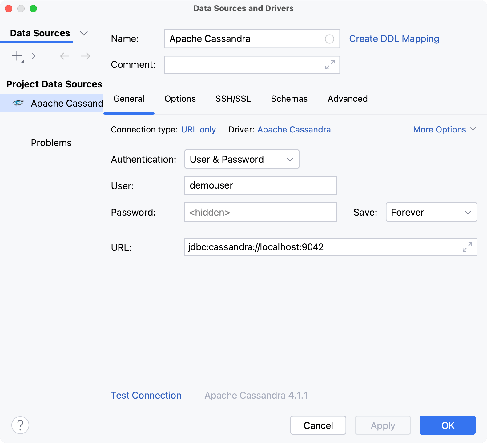 Database connection details