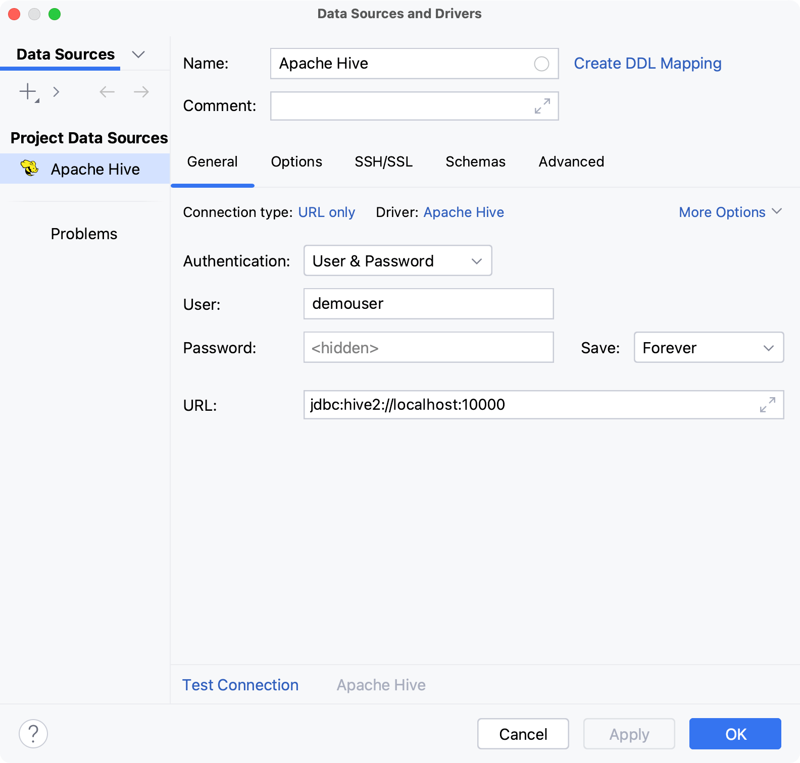 Database connection details