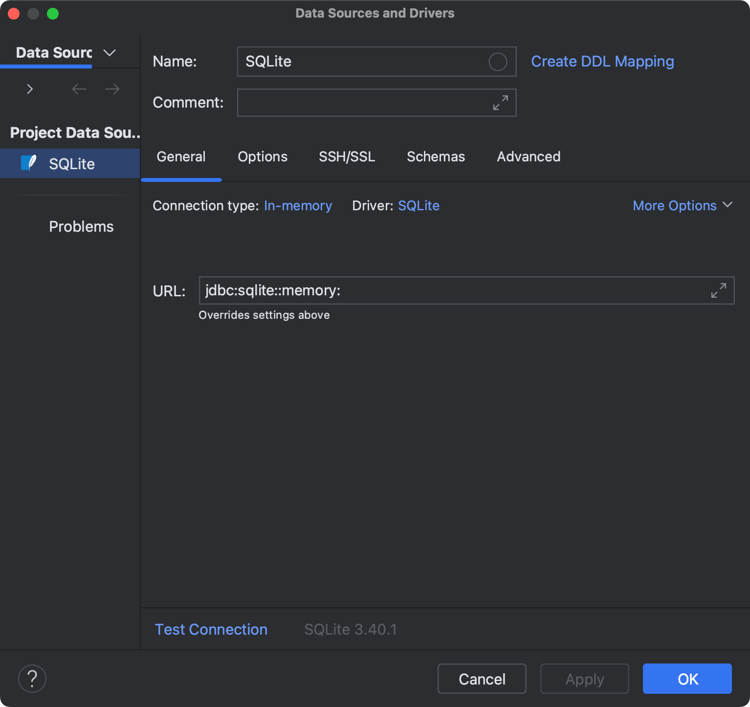 Database connection details