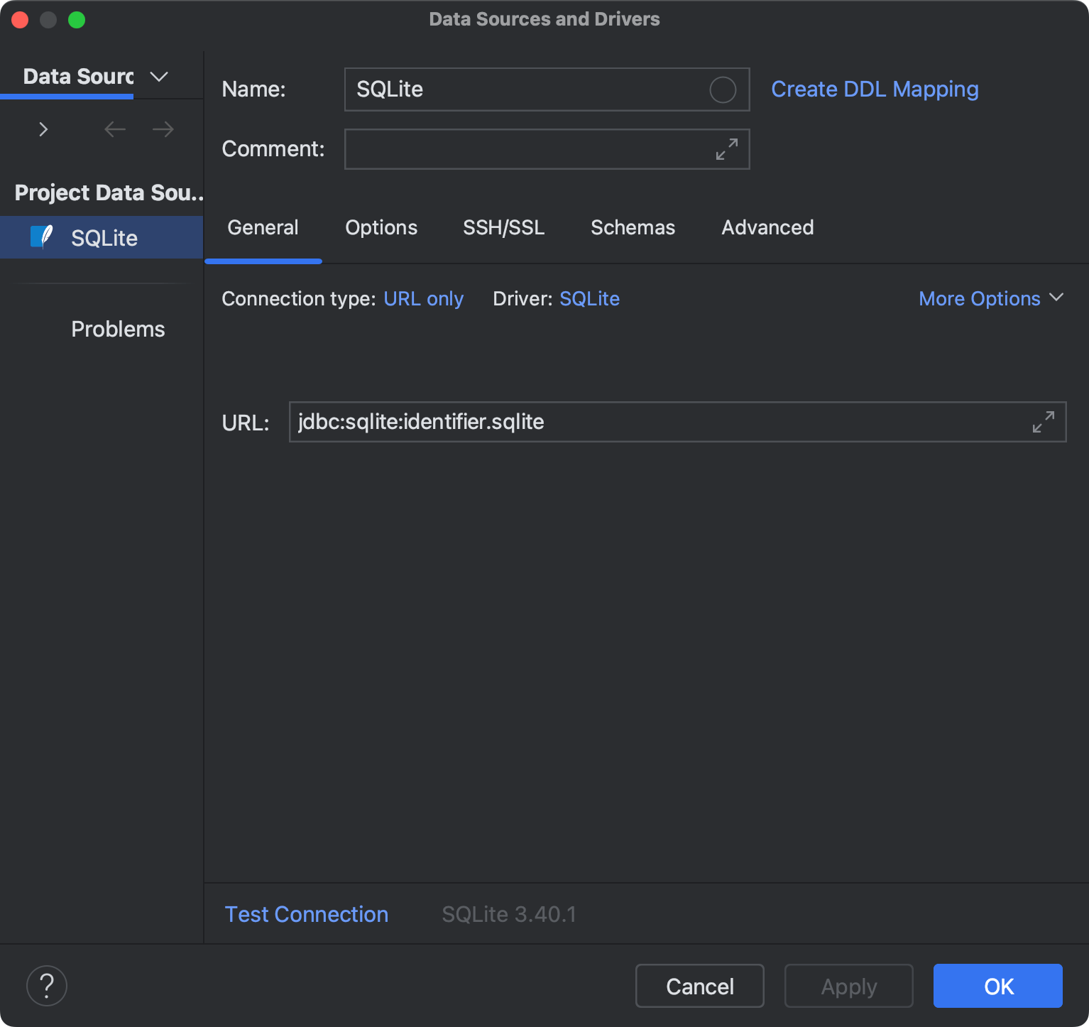 Database connection details