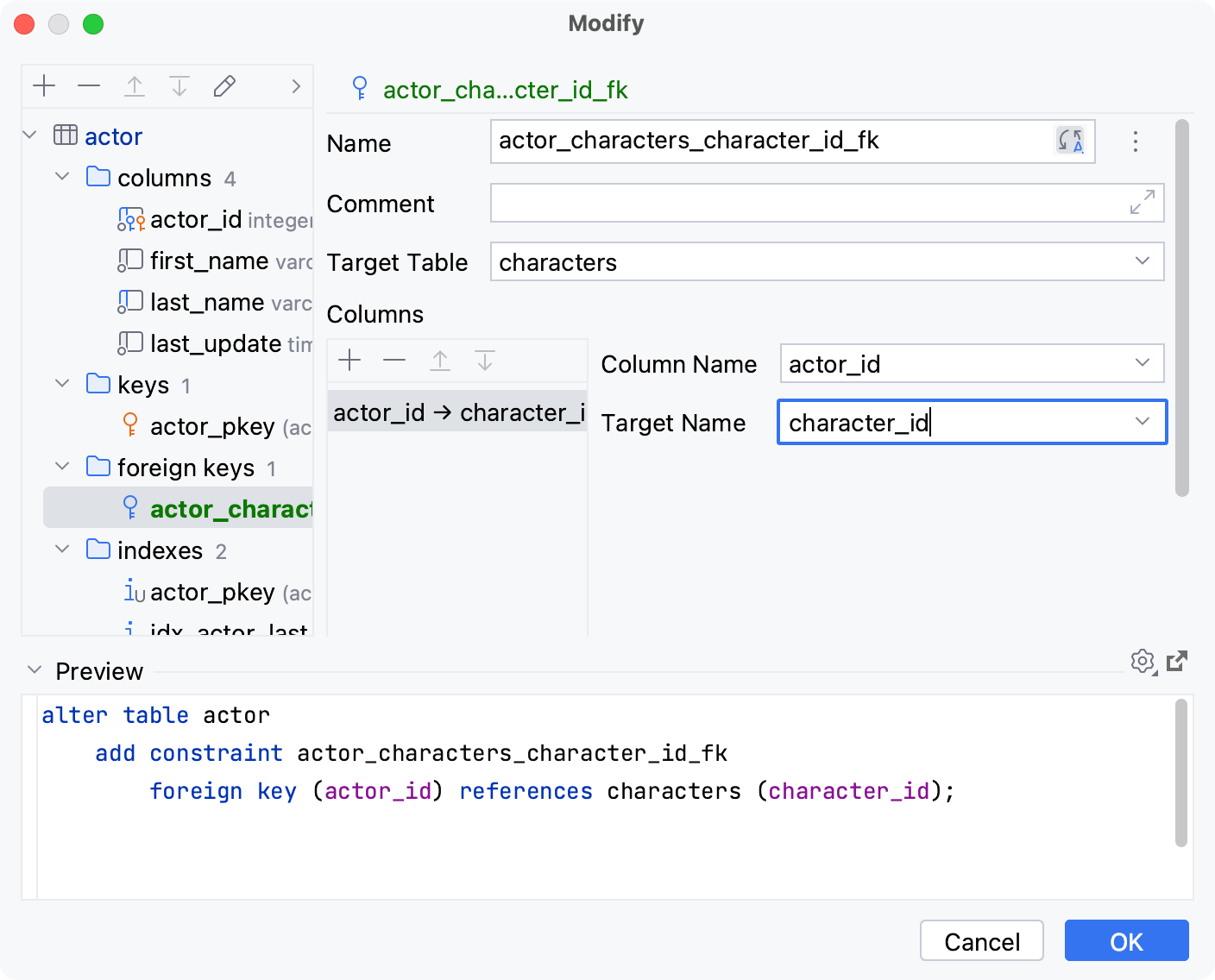 Create a foreign key