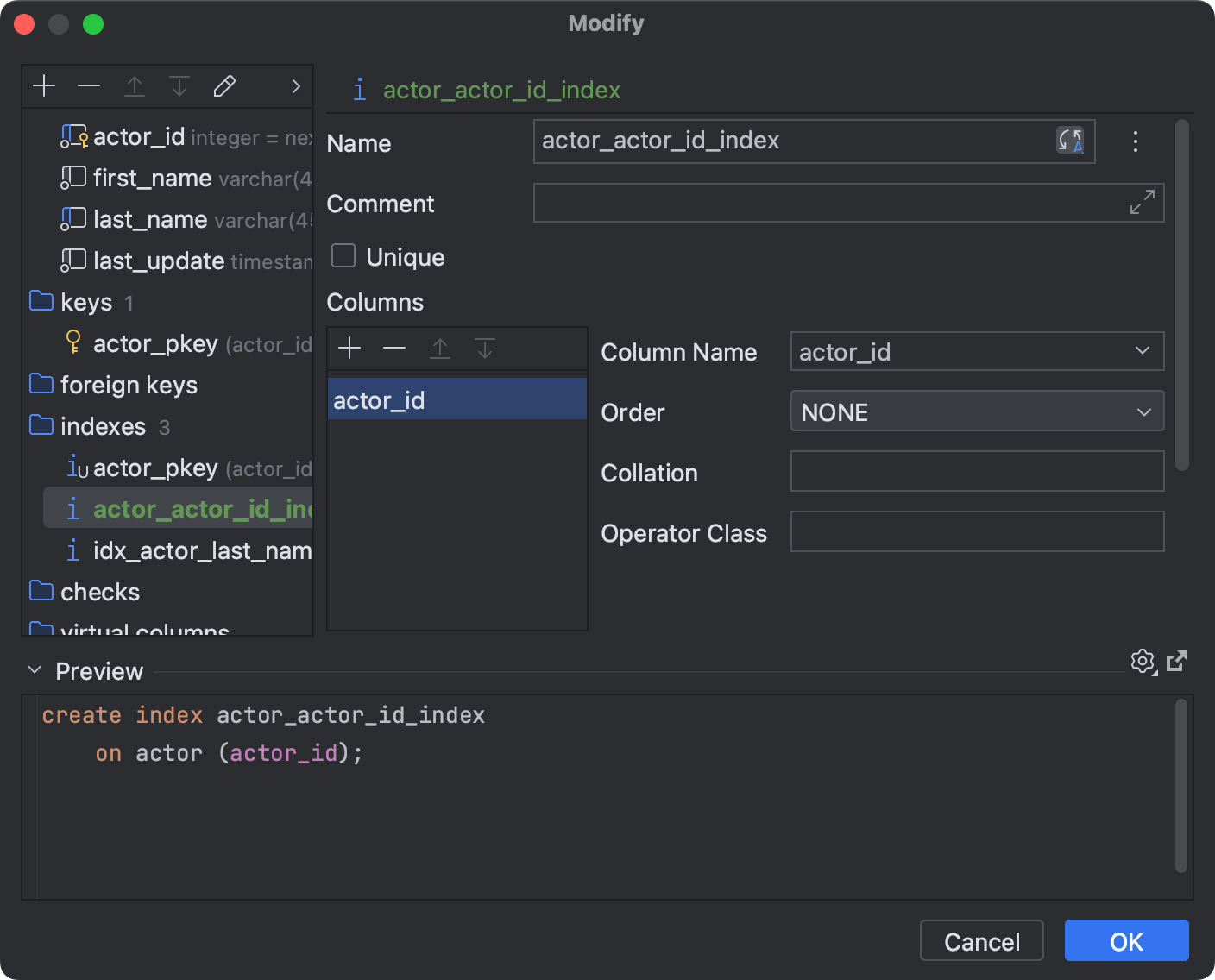 Indexes DataGrip Documentation