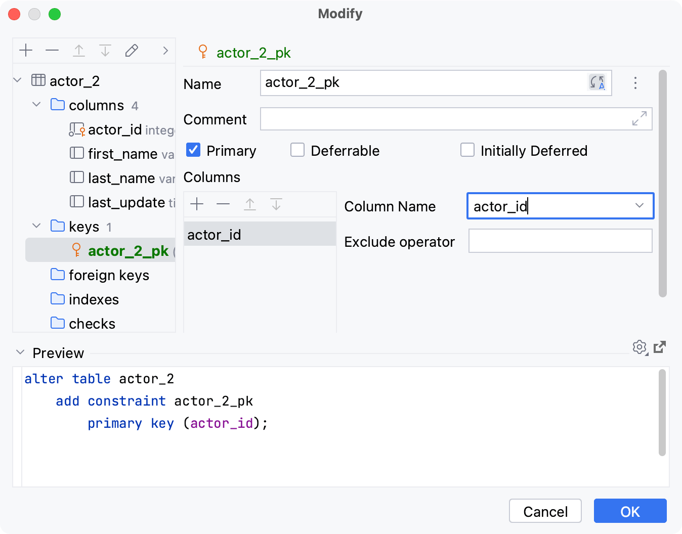 Primary Keys Datagrip Documentation